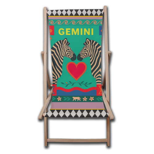 Gemini star sign - canvas deck chair by Wallace Elizabeth