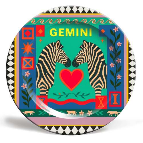 Gemini star sign - ceramic dinner plate by Wallace Elizabeth