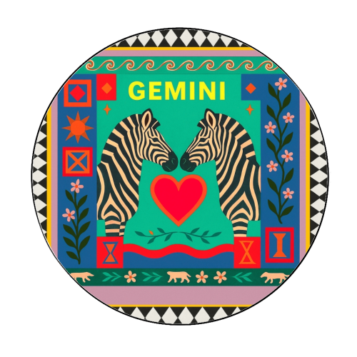 Gemini star sign - Circle Sticker by Wallace Elizabeth