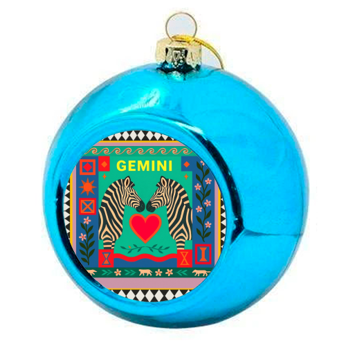 Gemini star sign - colourful christmas bauble by Wallace Elizabeth