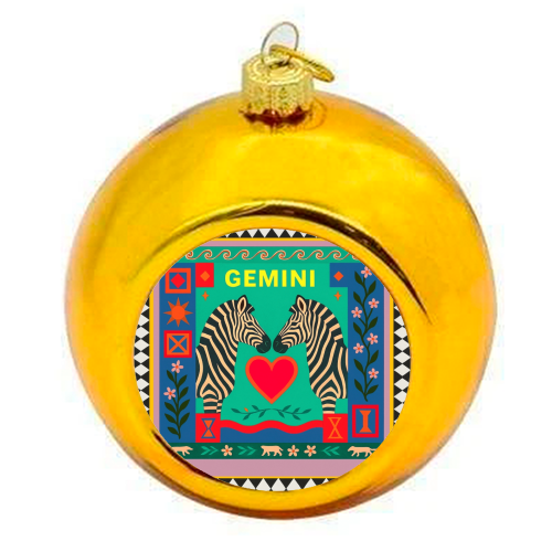 Gemini star sign - colourful christmas bauble by Wallace Elizabeth