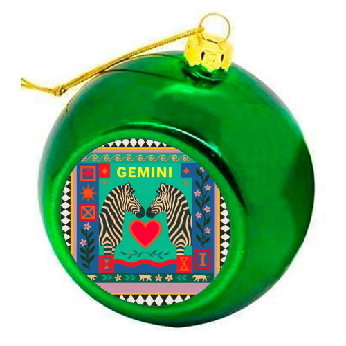 Gemini star sign - colourful christmas bauble by Wallace Elizabeth