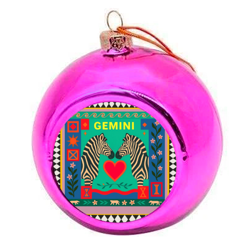 Gemini star sign - colourful christmas bauble by Wallace Elizabeth