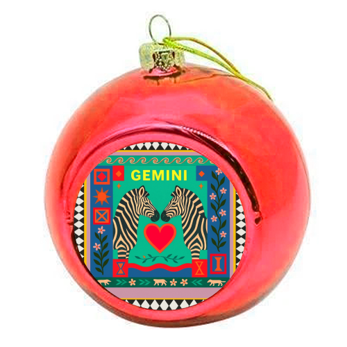 Gemini star sign - colourful christmas bauble by Wallace Elizabeth