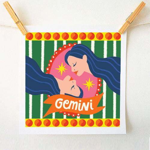 Gemini Star Sign Design - A1 - A4 art print by AbiGoLucky