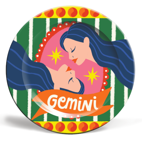 Gemini Star Sign Design - ceramic dinner plate by AbiGoLucky