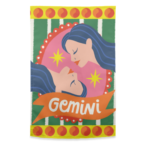 Gemini Star Sign Design - funny tea towel by AbiGoLucky