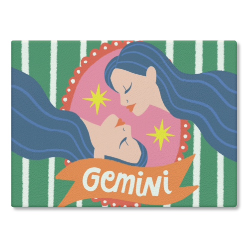 Gemini Star Sign Design - glass chopping board by AbiGoLucky