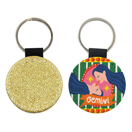 Gemini Star Sign Design - keyring by AbiGoLucky
