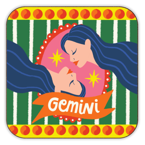 Gemini Star Sign Design - personalised beer coaster by AbiGoLucky