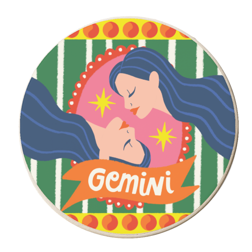 Gemini Star Sign Design - personalised beer coaster by AbiGoLucky