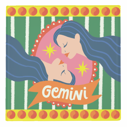 Gemini Star Sign Design - personalised beer coaster by AbiGoLucky