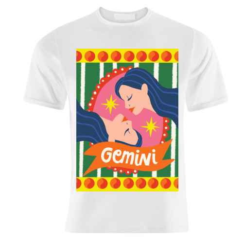 Gemini Star Sign Design - unique t shirt by AbiGoLucky