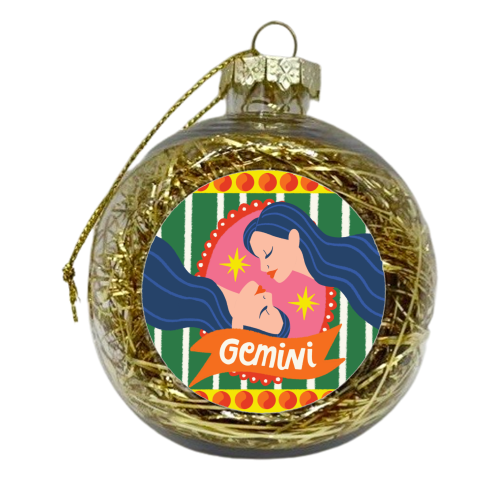 Gemini Star Sign Design - xmas bauble by AbiGoLucky