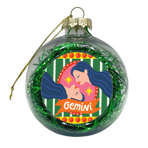 Gemini Star Sign Design - xmas bauble by AbiGoLucky