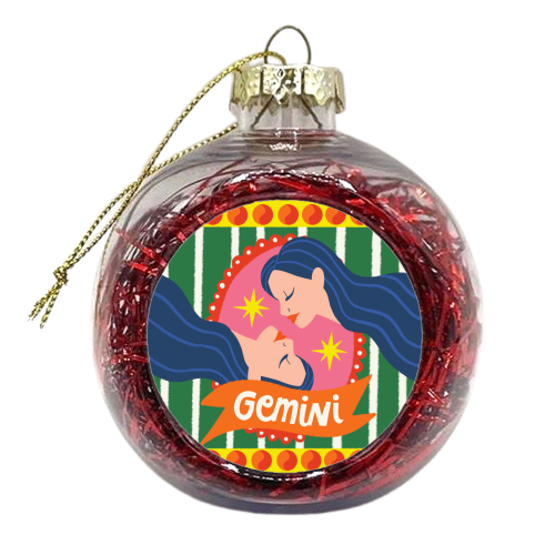 Gemini Star Sign Design - xmas bauble by AbiGoLucky