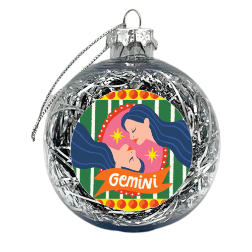 Gemini Star Sign Design - xmas bauble by AbiGoLucky