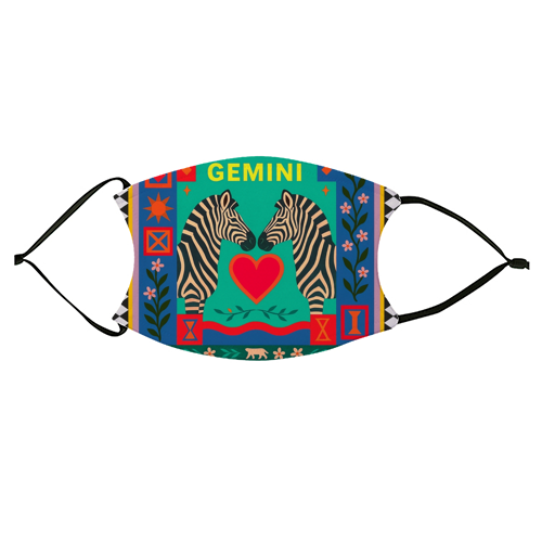 Gemini star sign - face cover mask by Wallace Elizabeth