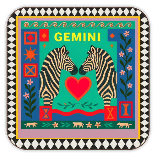 Gemini star sign - personalised beer coaster by Wallace Elizabeth