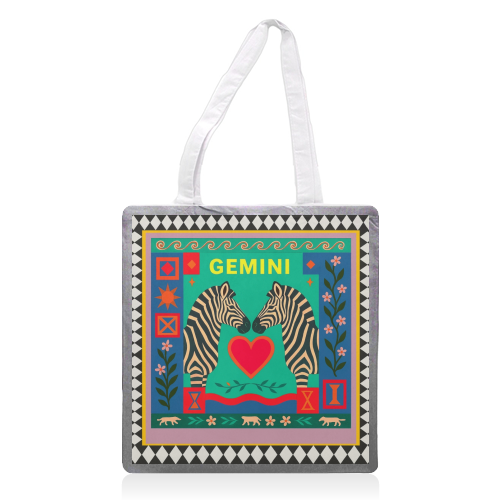 Gemini star sign - printed canvas tote bag by Wallace Elizabeth