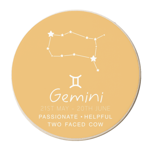 Gemini traits print - personalised beer coaster by The Girl Next Draw