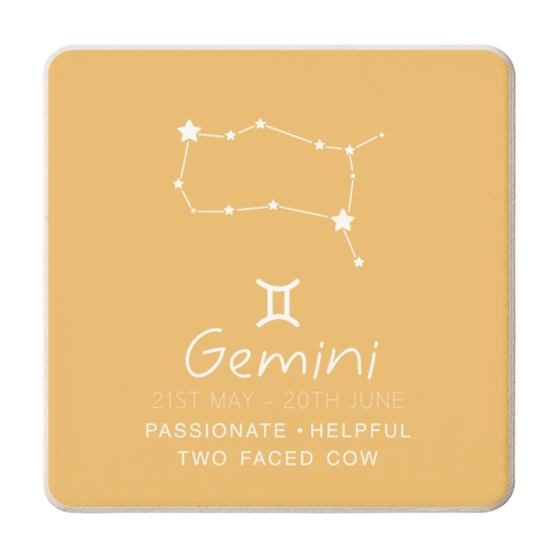 Gemini traits print - personalised beer coaster by The Girl Next Draw