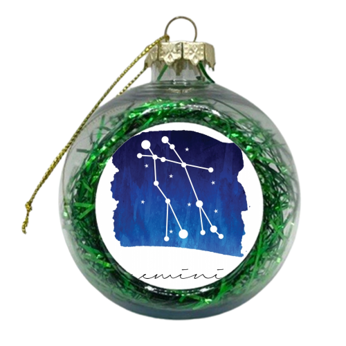 Gemini Zodiac Constellation - xmas bauble by Toni Scott