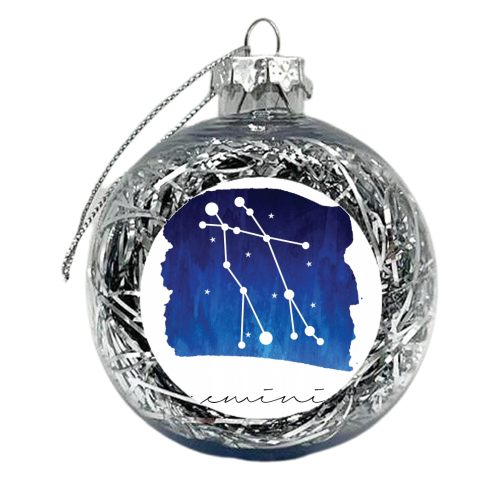 Gemini Zodiac Constellation - xmas bauble by Toni Scott