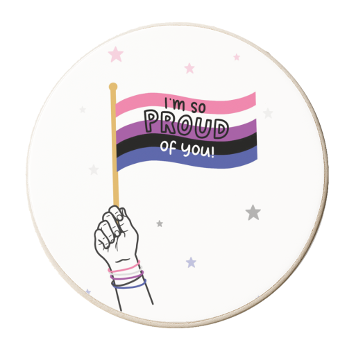 Gender fluid coming out - personalised beer coaster by Loren Grosvenor