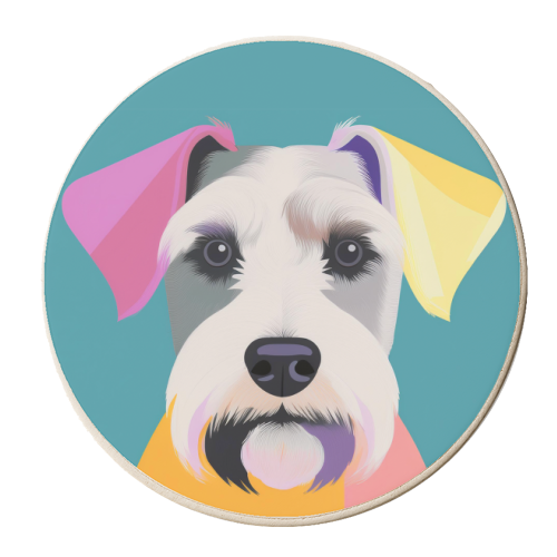 Geo Schnauzer Dog Portrait - personalised beer coaster by Adam Regester