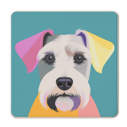Geo Schnauzer Dog Portrait - personalised beer coaster by Adam Regester
