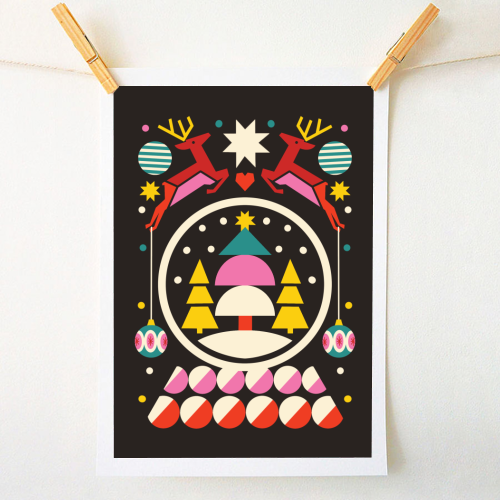 Geometric Christmas Design - A1 - A4 art print by AbiGoLucky