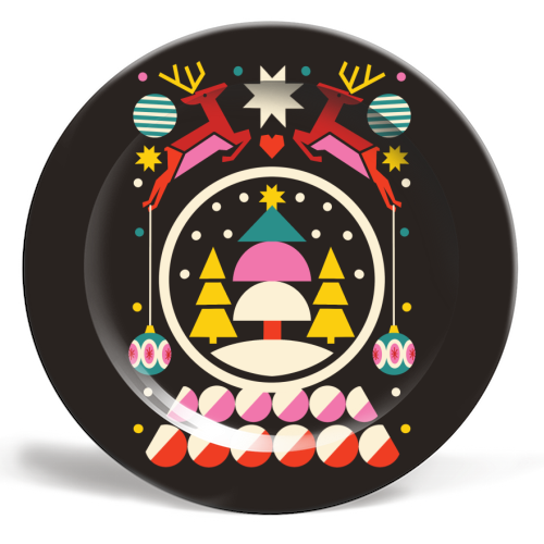 Geometric Christmas Design - ceramic dinner plate by AbiGoLucky