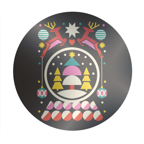 Geometric Christmas Design - Circle Sticker by AbiGoLucky