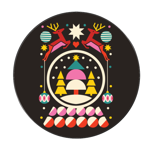 Geometric Christmas Design - Circle Sticker by AbiGoLucky