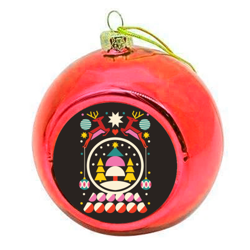 Geometric Christmas Design - colourful christmas bauble by AbiGoLucky