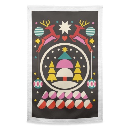 Geometric Christmas Design - funny tea towel by AbiGoLucky