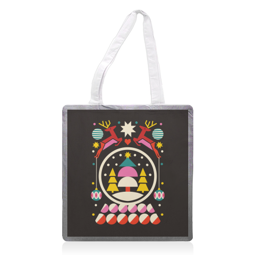 Geometric Christmas Design - printed canvas tote bag by AbiGoLucky