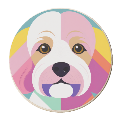 Geometric Cockapoo Portrait Print - personalised beer coaster by Adam Regester