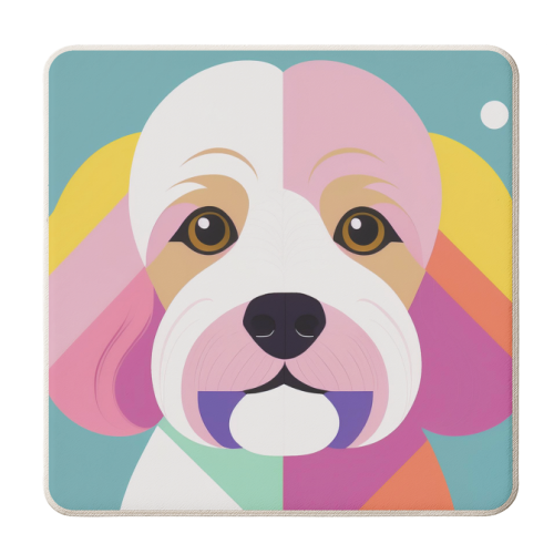 Geometric Cockapoo Portrait Print - personalised beer coaster by Adam Regester