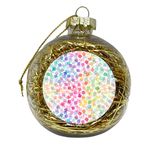 Geometric Confetti Plaids Colourful Rainbow - xmas bauble by Ninola Design