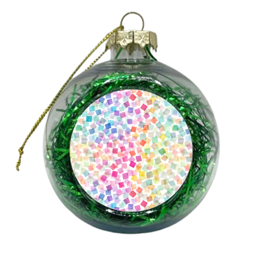 Geometric Confetti Plaids Colourful Rainbow - xmas bauble by Ninola Design