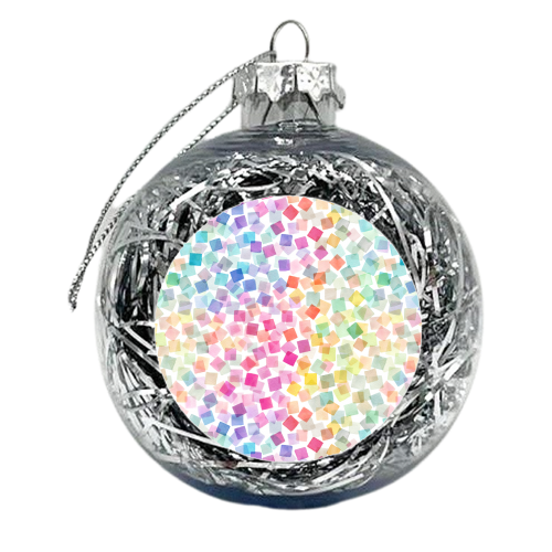Geometric Confetti Plaids Colourful Rainbow - xmas bauble by Ninola Design