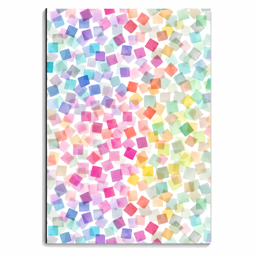 Geometric Confetti Plaids Colourful Rainbow - personalised A4, A5, A6 notebook by Ninola Design
