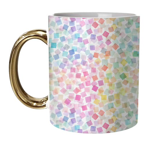 Geometric Confetti Plaids Colourful Rainbow - unique mug by Ninola Design