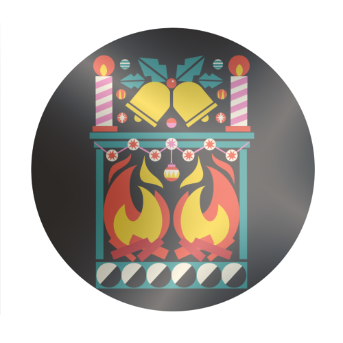 Geometric Fireplace Christmas Design - Circle Sticker by AbiGoLucky