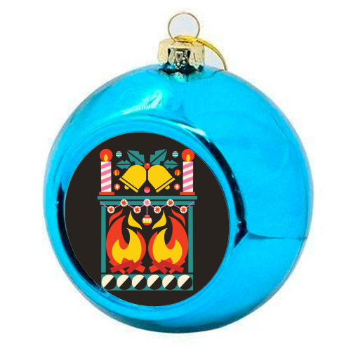Geometric Fireplace Christmas Design - colourful christmas bauble by AbiGoLucky