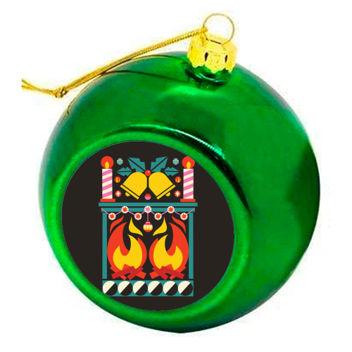 Geometric Fireplace Christmas Design - colourful christmas bauble by AbiGoLucky