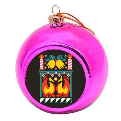 Geometric Fireplace Christmas Design - colourful christmas bauble by AbiGoLucky