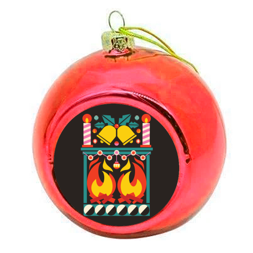 Geometric Fireplace Christmas Design - colourful christmas bauble by AbiGoLucky
